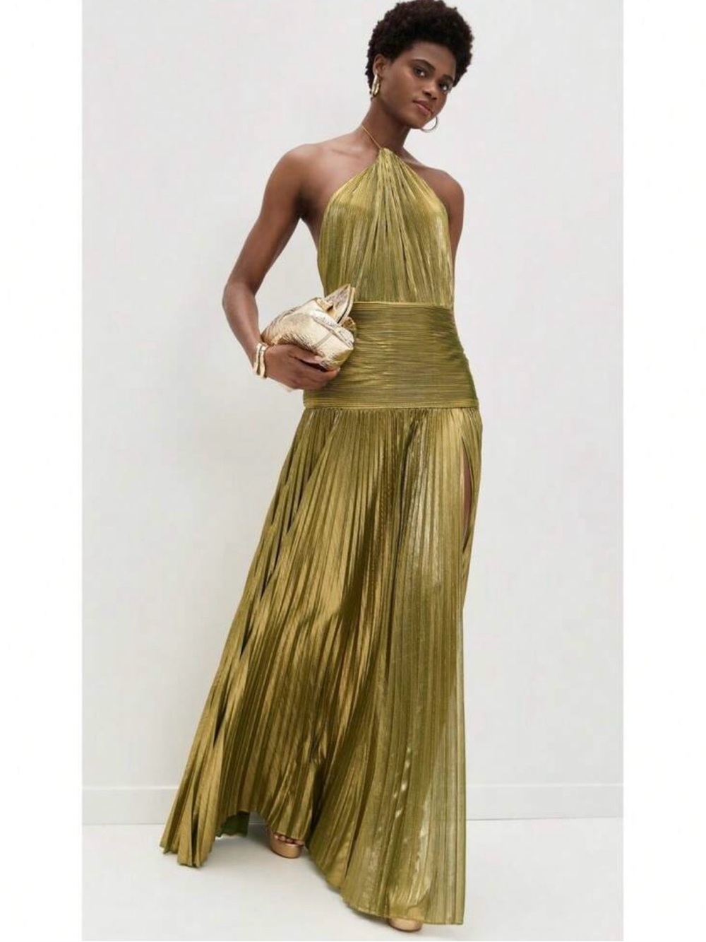 Retrofete Inspired Thalia Cocktail Dress - Halter Long Maxi Dress - Size M